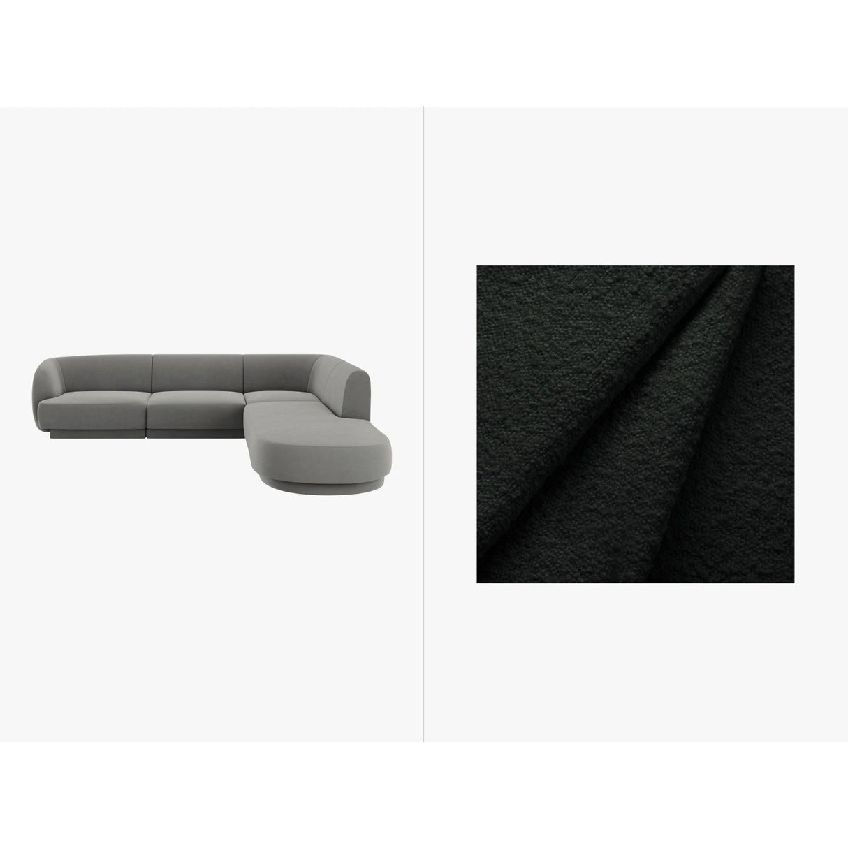 Miley 6-Sitzer Ecksofa, Chaiselongue Rechts, in Boucle (Bal2082) in Schwarz, 255x248 cm – Bild 1