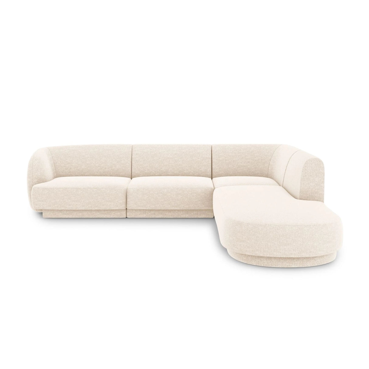 Miley 6-Sitzer Ecksofa, Chaiselongue Rechts, in Chenille (Haga23) in Leichtes Beige, 255x248 cm – Bild 1