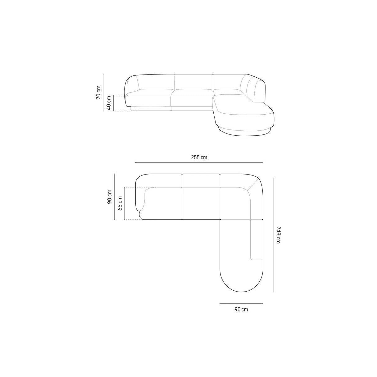 Miley 6-Sitzer Ecksofa, Chaiselongue Rechts, in Chenille (Haga78) in Petrol, 255x248 cm – Bild 2