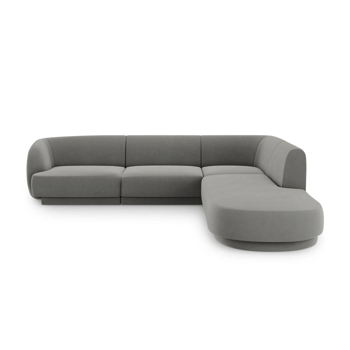 Miley 6-Sitzer Ecksofa, Chaiselongue Rechts, in Samt (Blu13) in Hellgrau, 255x248 cm – Bild 1