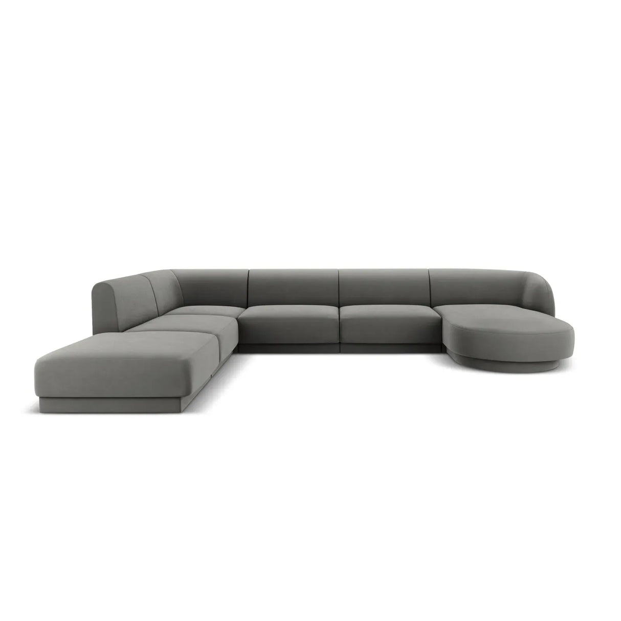 Miley 6-Sitzer Panorama-Sofa Links mit Bezug aus Samt oder Boucle, 330x255 cm - ZEN ZONE Furniture