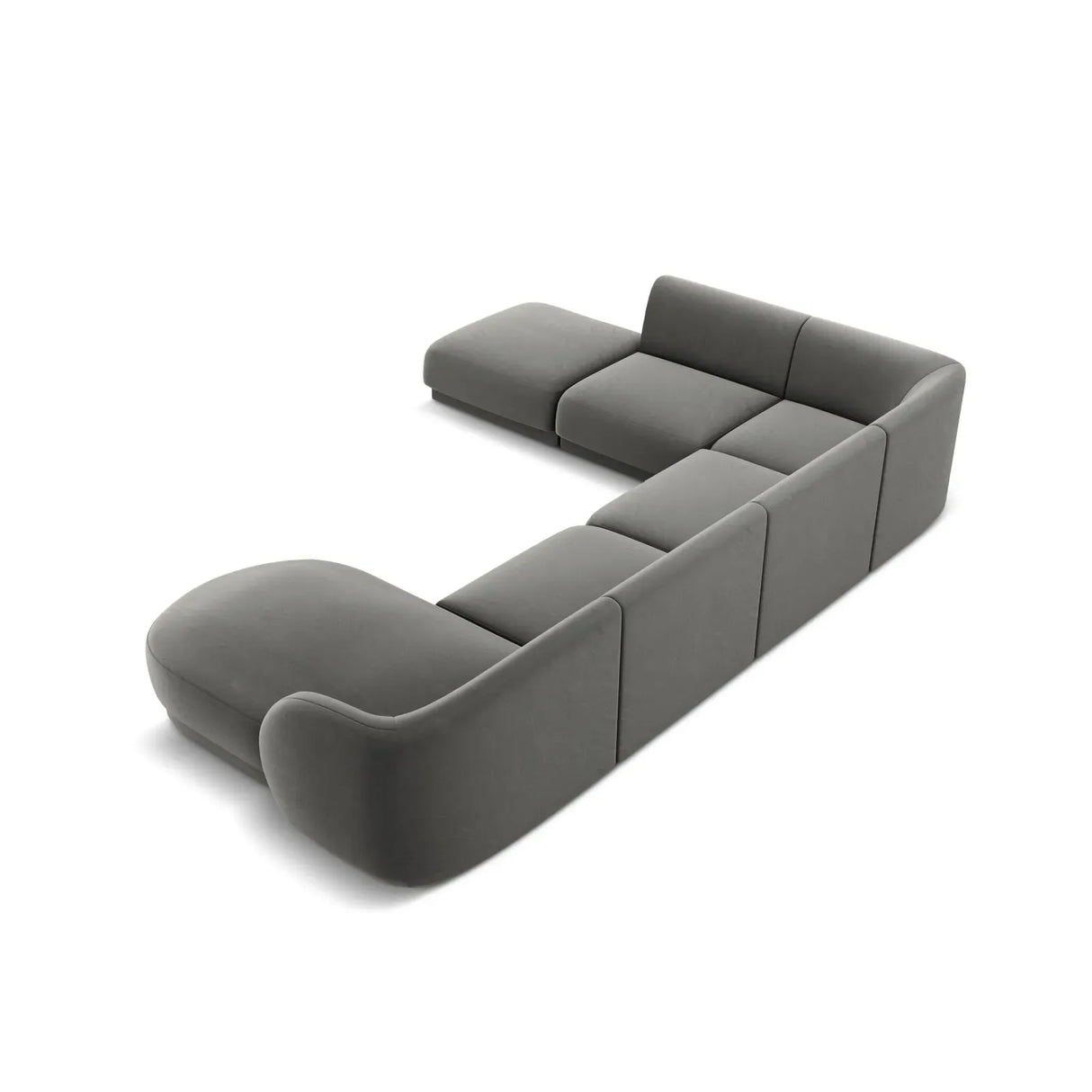 Miley 6-Sitzer Panorama-Sofa Links mit Bezug aus Samt oder Boucle, 330x255 cm - ZEN ZONE Furniture