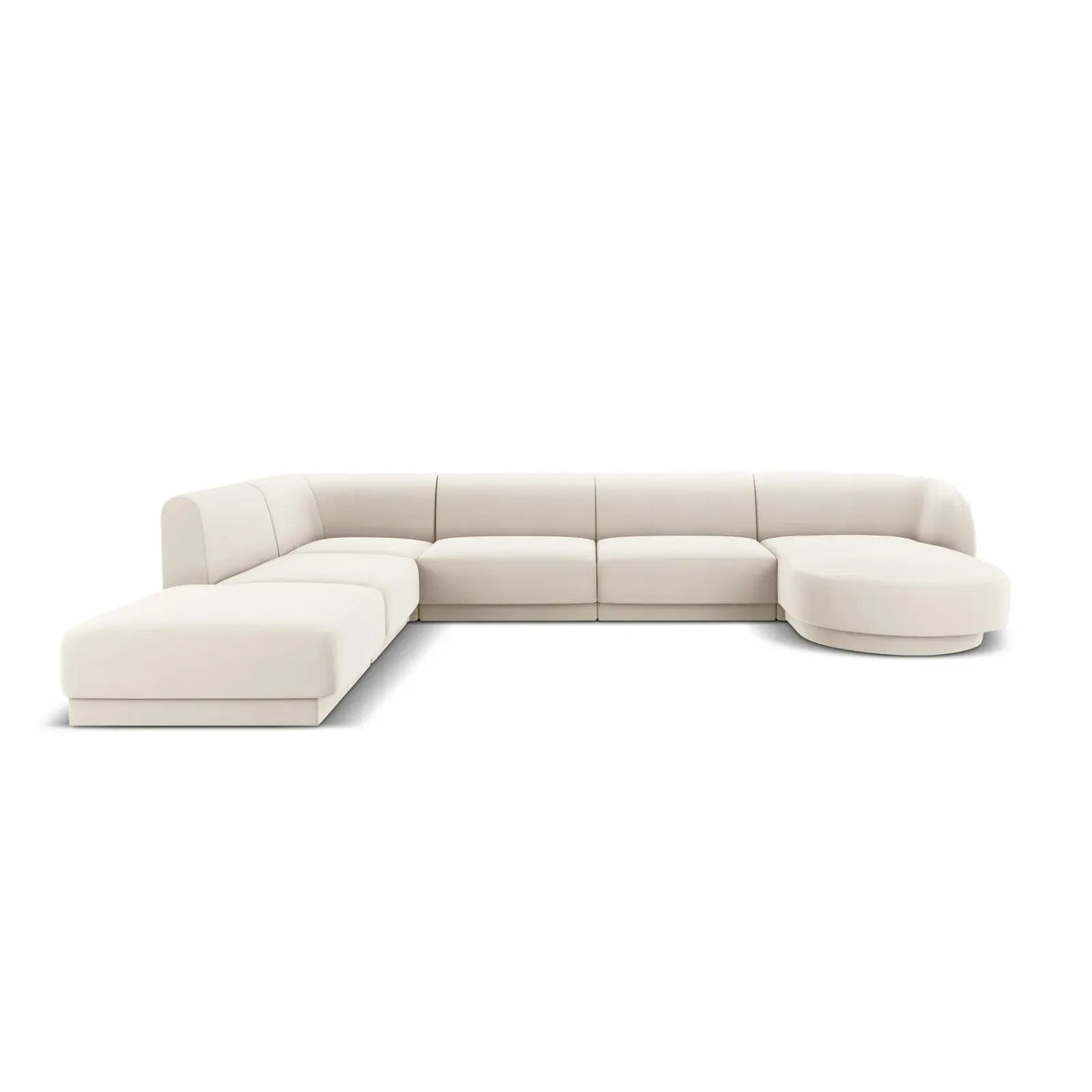 Miley 6-Sitzer Panorama-Sofa Links mit Bezug aus Samt oder Boucle, 330x255 cm - ZEN ZONE Furniture