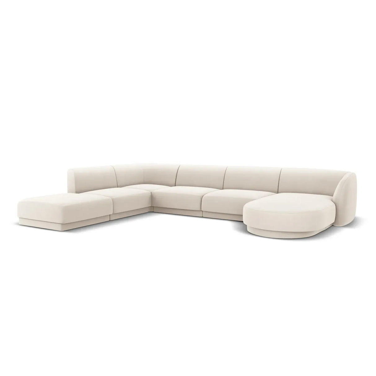 Miley 6-Sitzer Panorama-Sofa Links mit Bezug aus Samt oder Boucle, 330x255 cm - ZEN ZONE Furniture