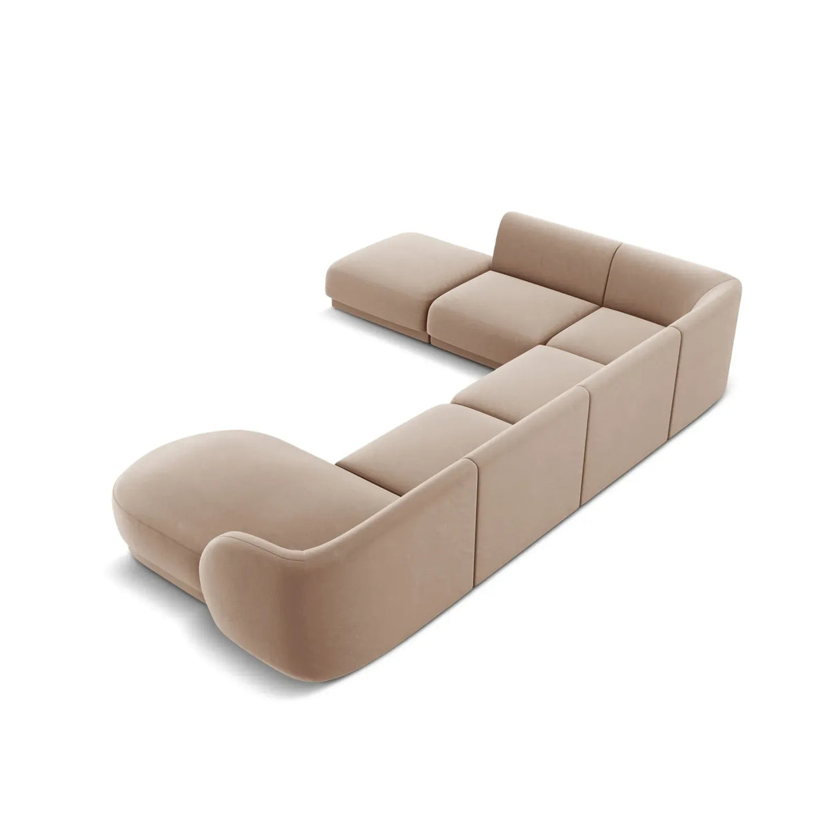 Miley 6-Sitzer Panorama-Sofa Links mit Bezug aus Samt oder Boucle, 330x255 cm - ZEN ZONE Furniture