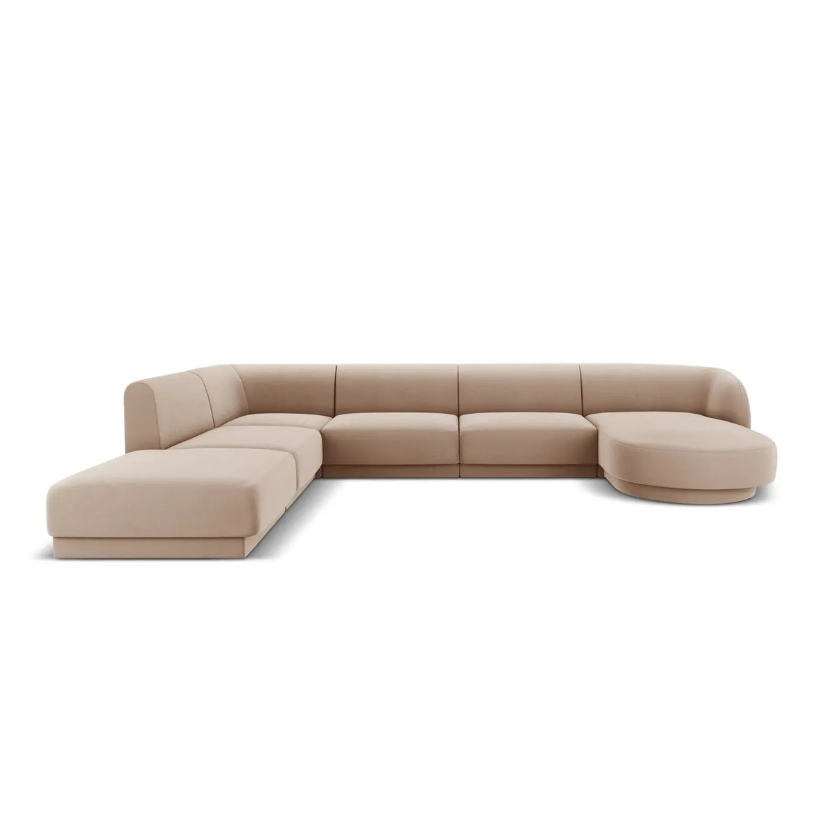 Miley 6-Sitzer Panorama-Sofa Links mit Bezug aus Samt oder Boucle, 330x255 cm - ZEN ZONE Furniture