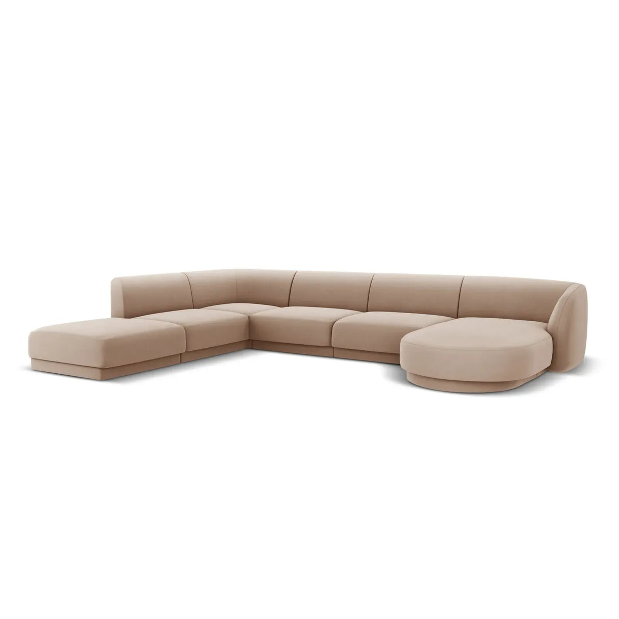 Miley 6-Sitzer Panorama-Sofa Links mit Bezug aus Samt oder Boucle, 330x255 cm - ZEN ZONE Furniture