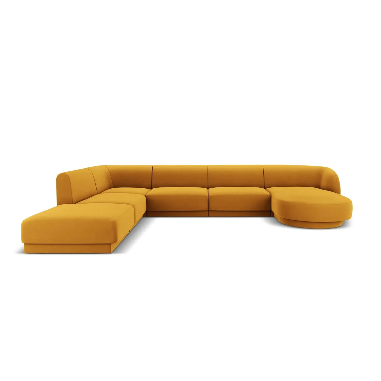 Miley 6-Sitzer Panorama-Sofa Links mit Bezug aus Samt oder Boucle, 330x255 cm - ZEN ZONE Furniture