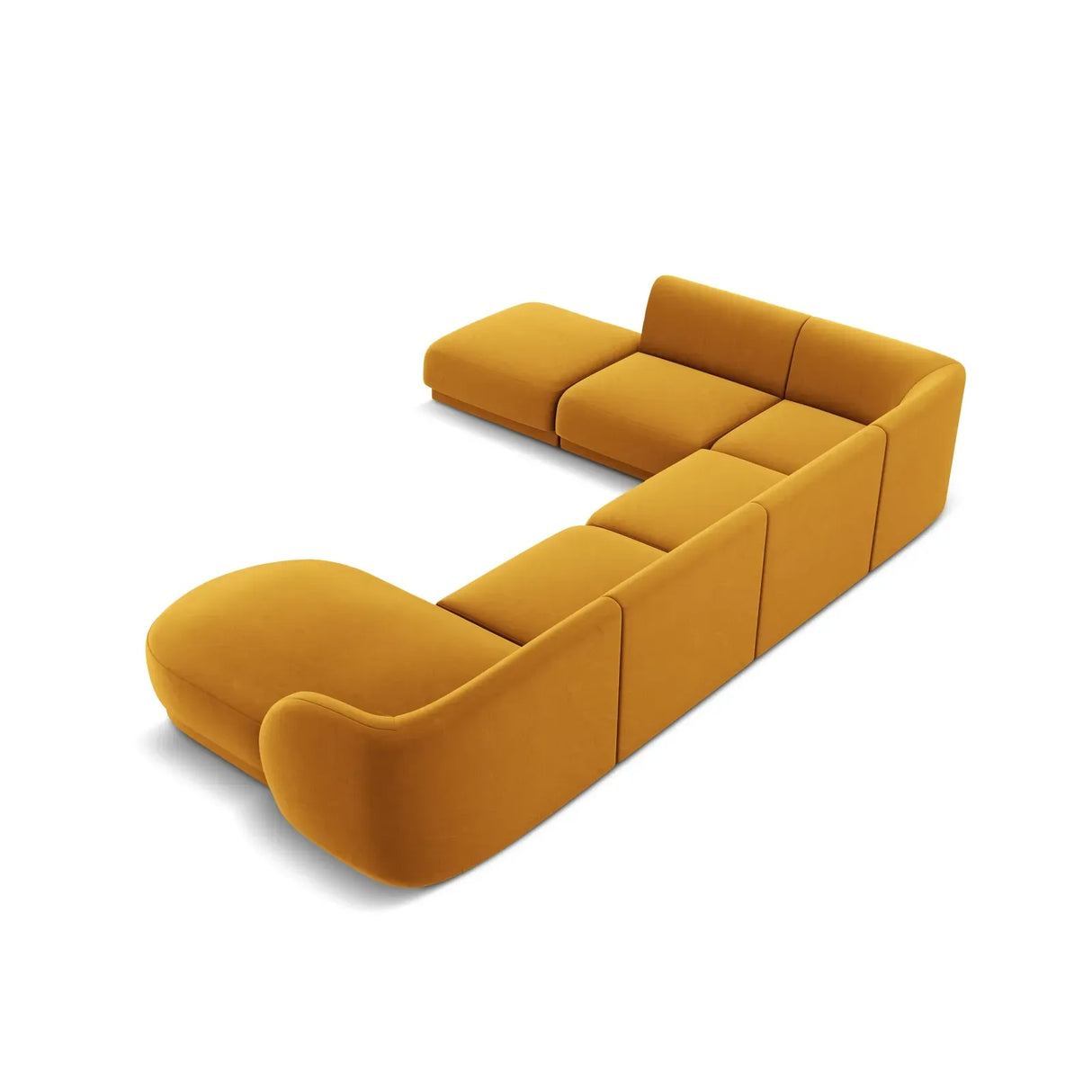 Miley 6-Sitzer Panorama-Sofa Links mit Bezug aus Samt oder Boucle, 330x255 cm - ZEN ZONE Furniture