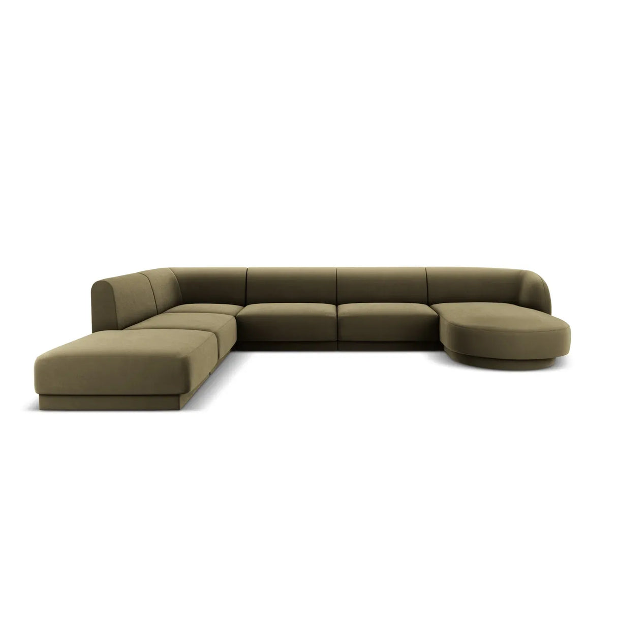 Miley 6-Sitzer Panorama-Sofa Links mit Bezug aus Samt oder Boucle, 330x255 cm - ZEN ZONE Furniture