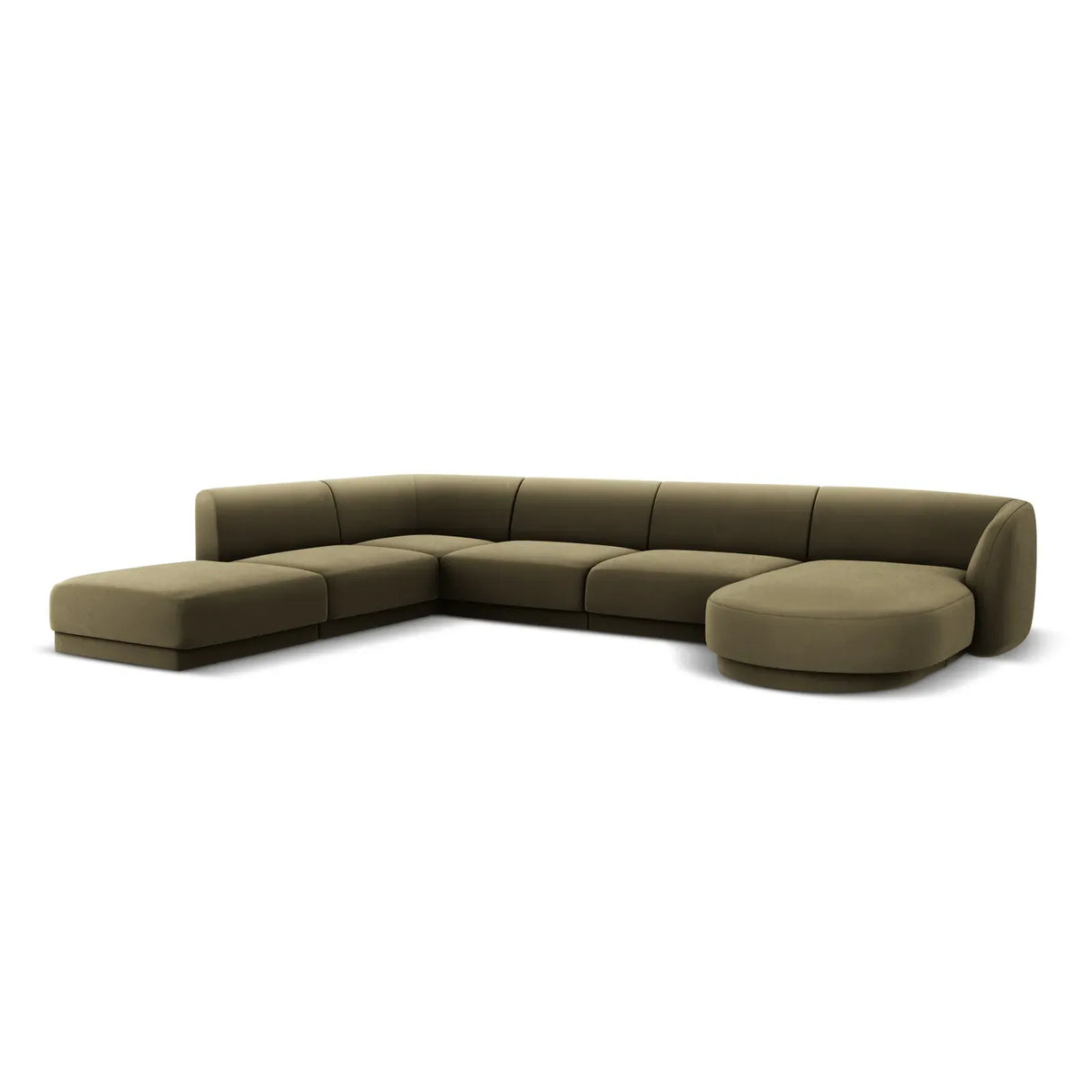 Miley 6-Sitzer Panorama-Sofa Links mit Bezug aus Samt oder Boucle, 330x255 cm - ZEN ZONE Furniture