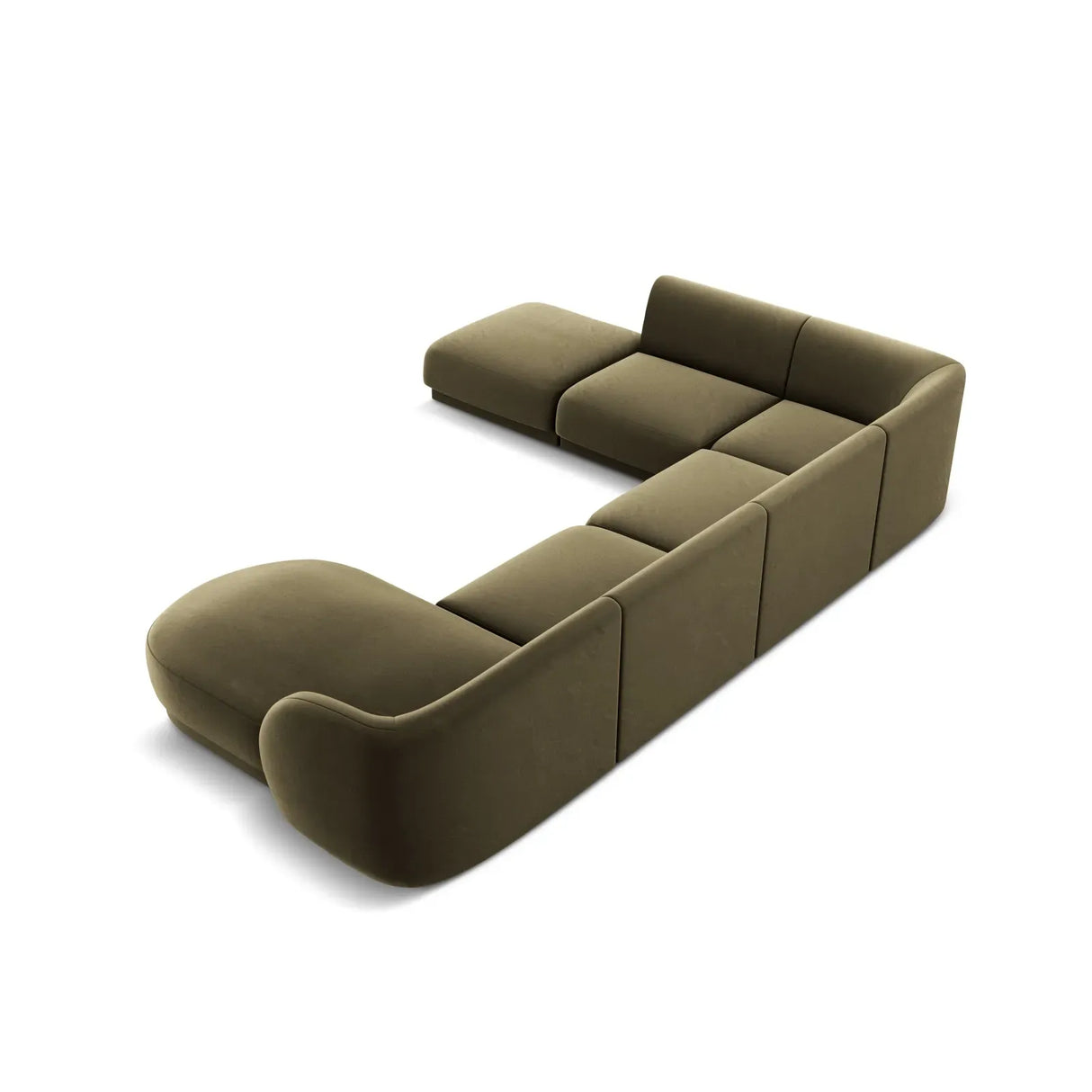 Miley 6-Sitzer Panorama-Sofa Links mit Bezug aus Samt oder Boucle, 330x255 cm - ZEN ZONE Furniture