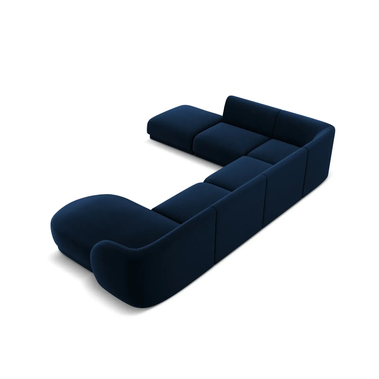 Miley 6-Sitzer Panorama-Sofa Links mit Bezug aus Samt oder Boucle, 330x255 cm - ZEN ZONE Furniture