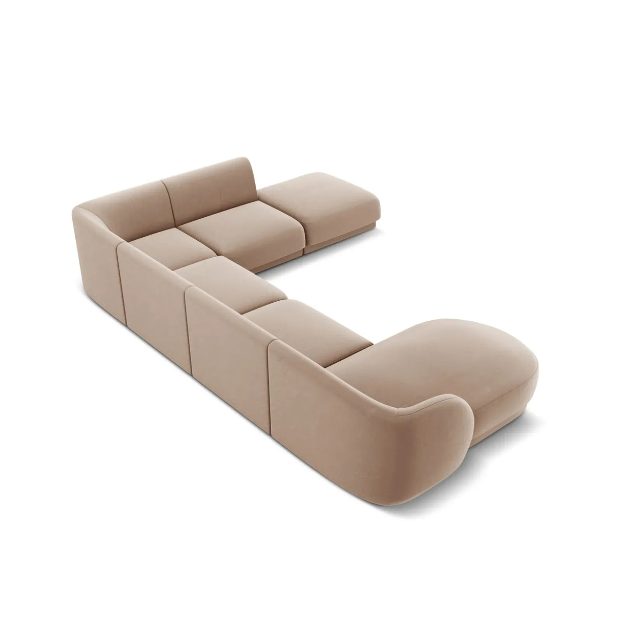Miley 6-Sitzer Panorama-Sofa Rechts mit Bezug aus Samt oder Boucle, 330x255 cm - ZEN ZONE Furniture