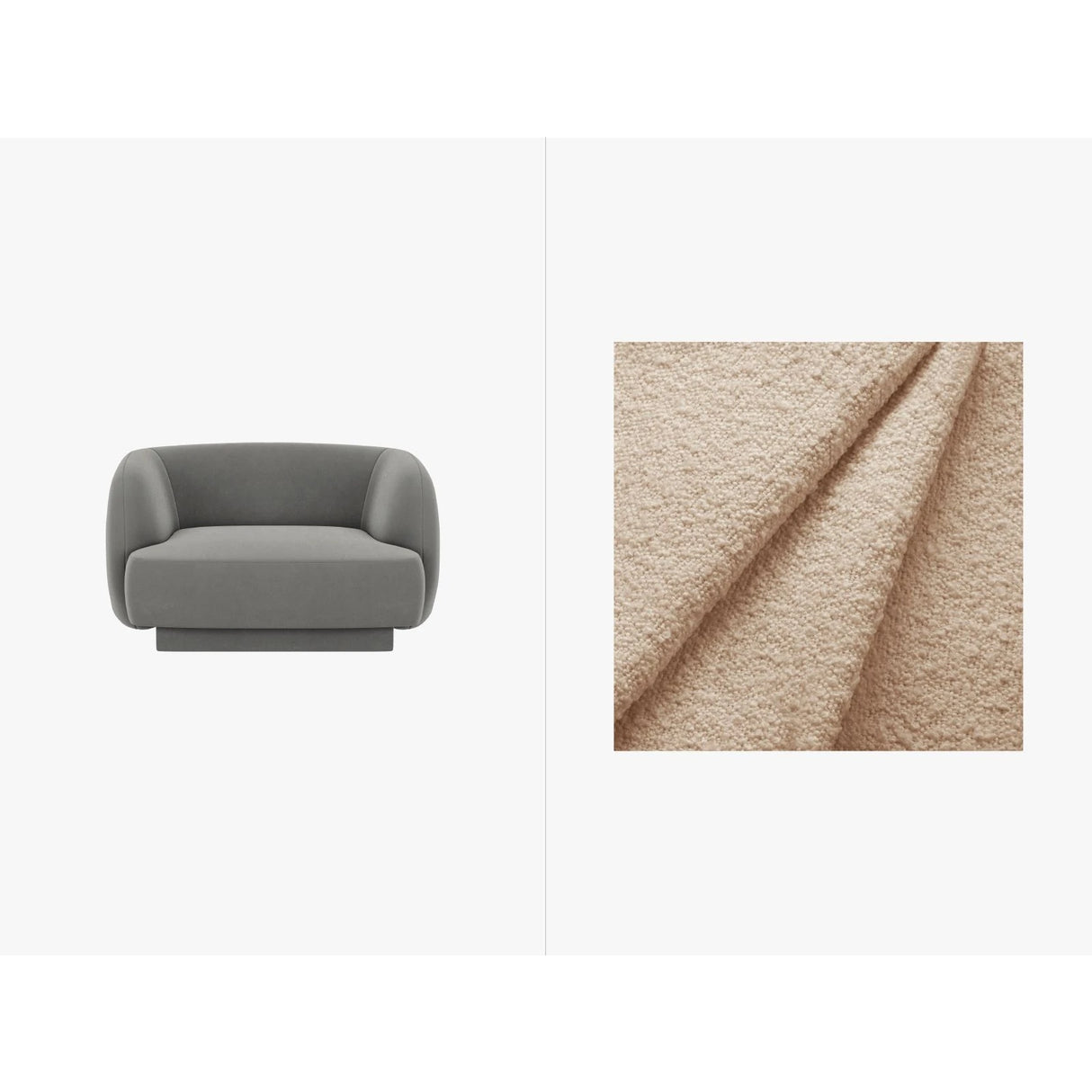 Miley Sessel mit Bezug in Boucle (Bal2074) in Beige, 103x90 cm – Bild 1