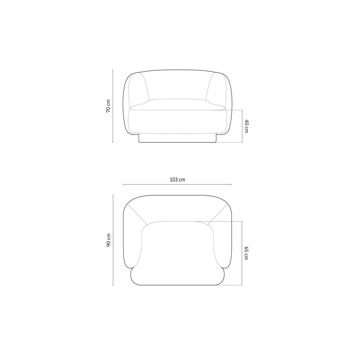 Miley Sessel mit Bezug in Samt (Blu40) in Cappuccino, 103x90 cm – Bild 2