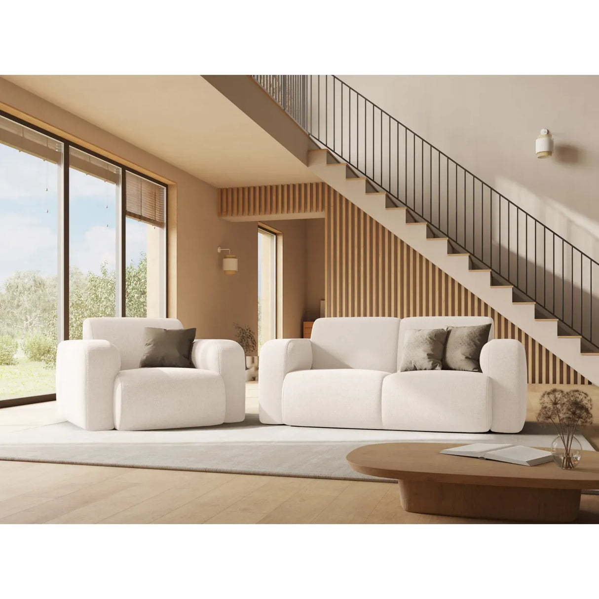 Molino 2-Sitzer Sofa mit Bezug aus Chenille oder Boucle, 170x95 cm