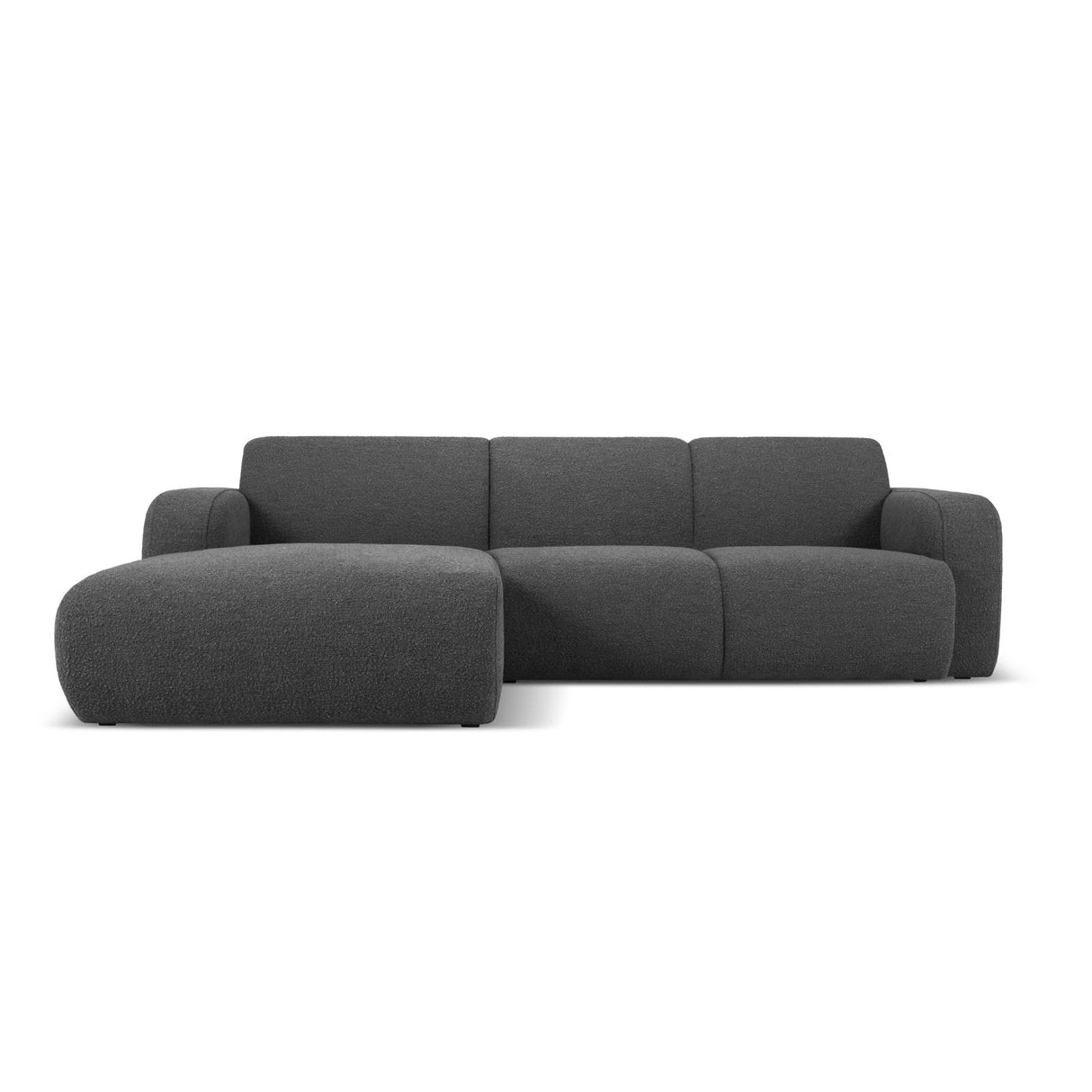 Molino 4-Sitzer Ecksofa Links, mit Bezug aus Boucle (Bal2083) in Dunkelgrau, 250x170 cm – Bild 1