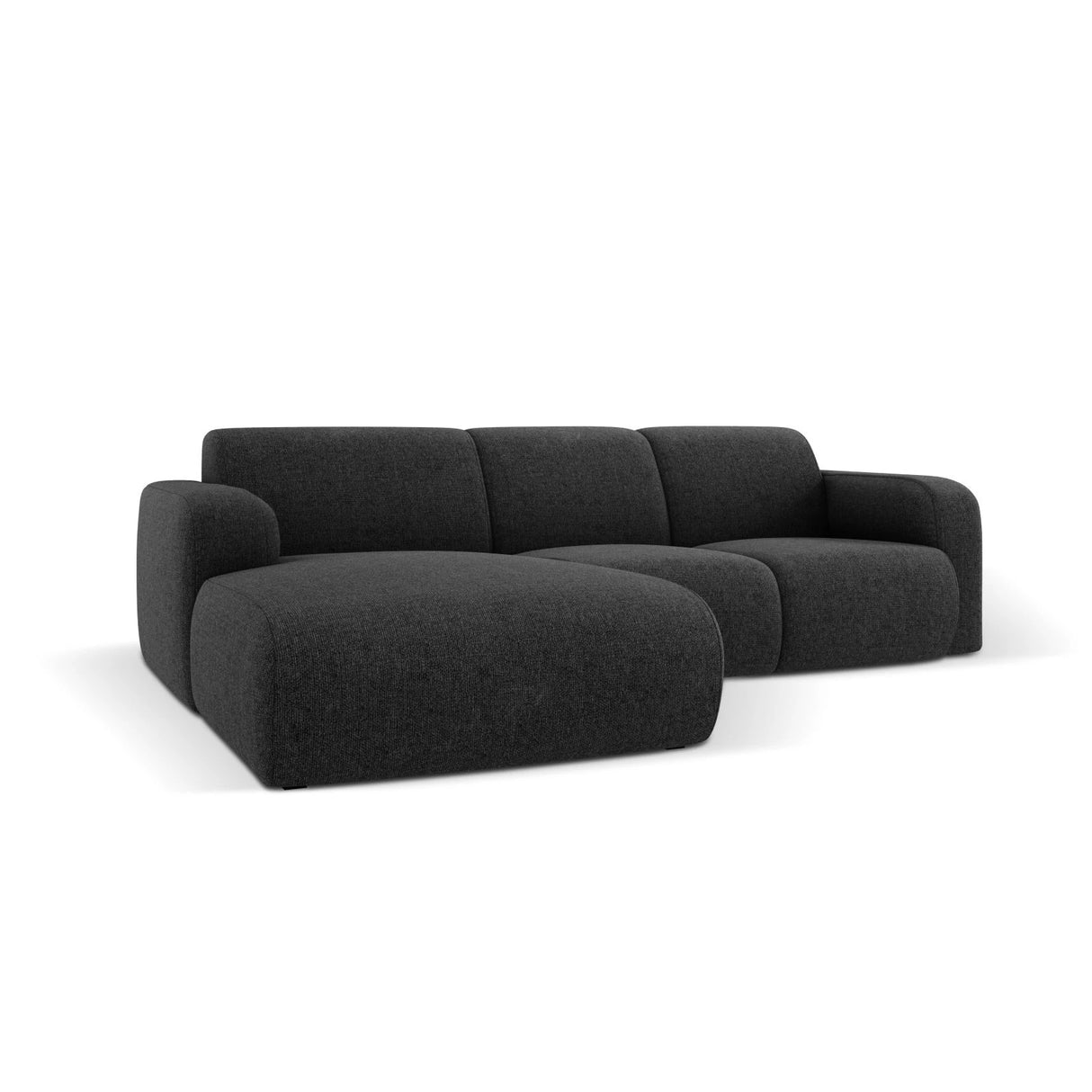 Molino 4-Sitzer Ecksofa Links, mit Bezug aus Chenille (Haga19) in Schwarz, 250x170 cm – Bild 4