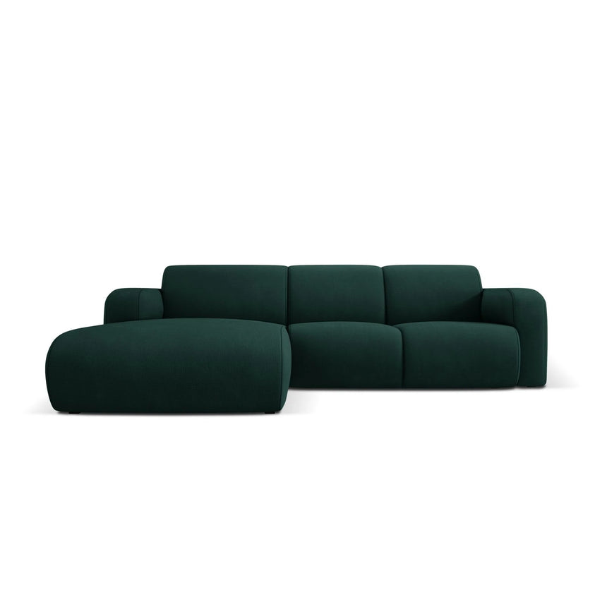 Molino 4-Sitzer Ecksofa Links, mit Bezug aus Chenille (Reb16) in Flaschengrün, 250x170 cm – Bild 1