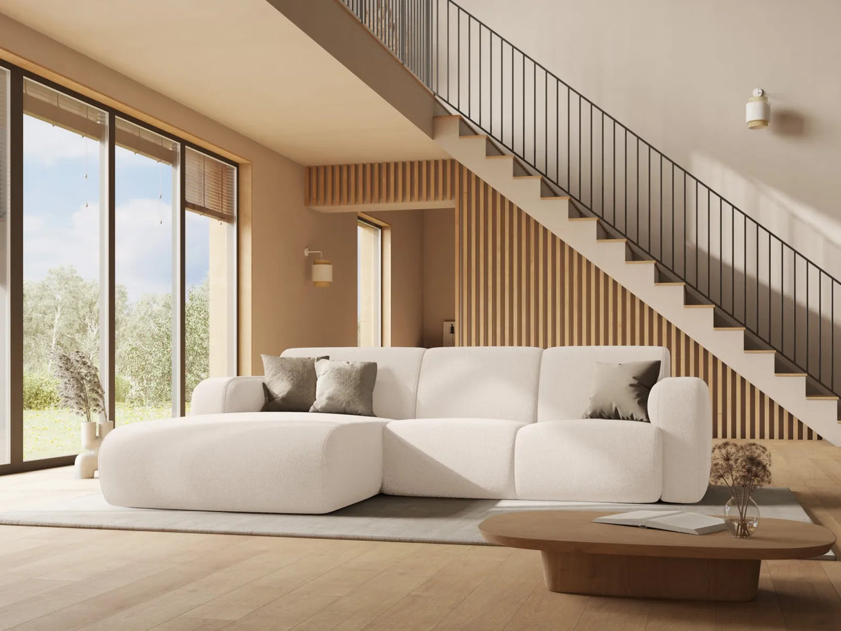 Molino 4-Sitzer Ecksofa Rechts, mit Bezug aus Chenille (Haga23) in Leichtes Beige, 250x170 cm – Bild 2