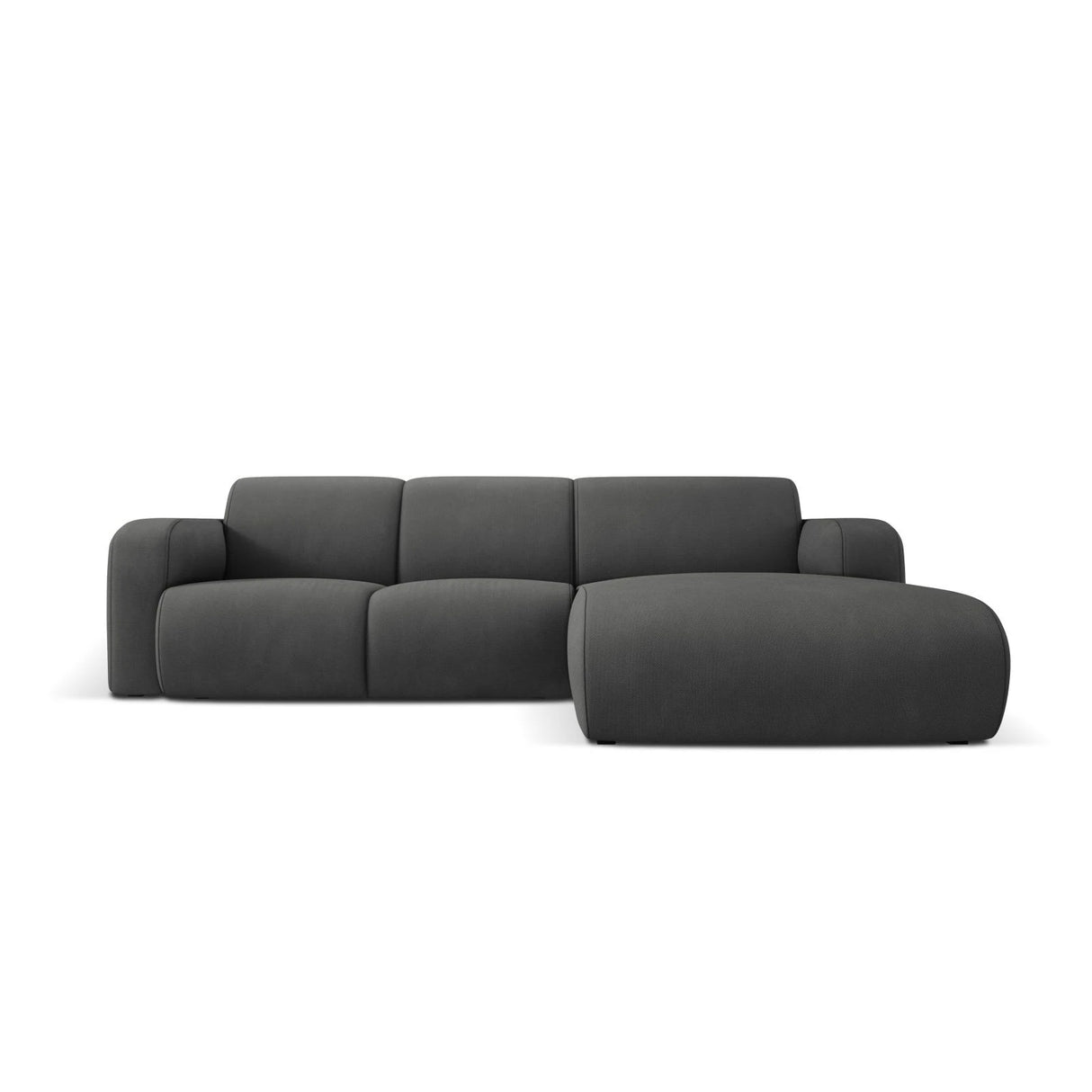 Molino 4-Sitzer Ecksofa Rechts, mit Bezug aus Chenille (Reb3) in Dunkelgrau, 250x170 cm – Bild 1