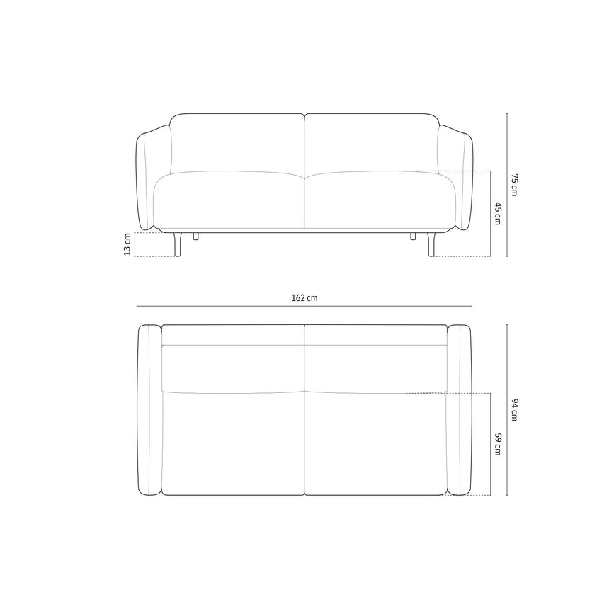 Noomi 2-Sitzer Sofa aus Samt (ParTej) in Honey, 162x94 cm – Bild 2