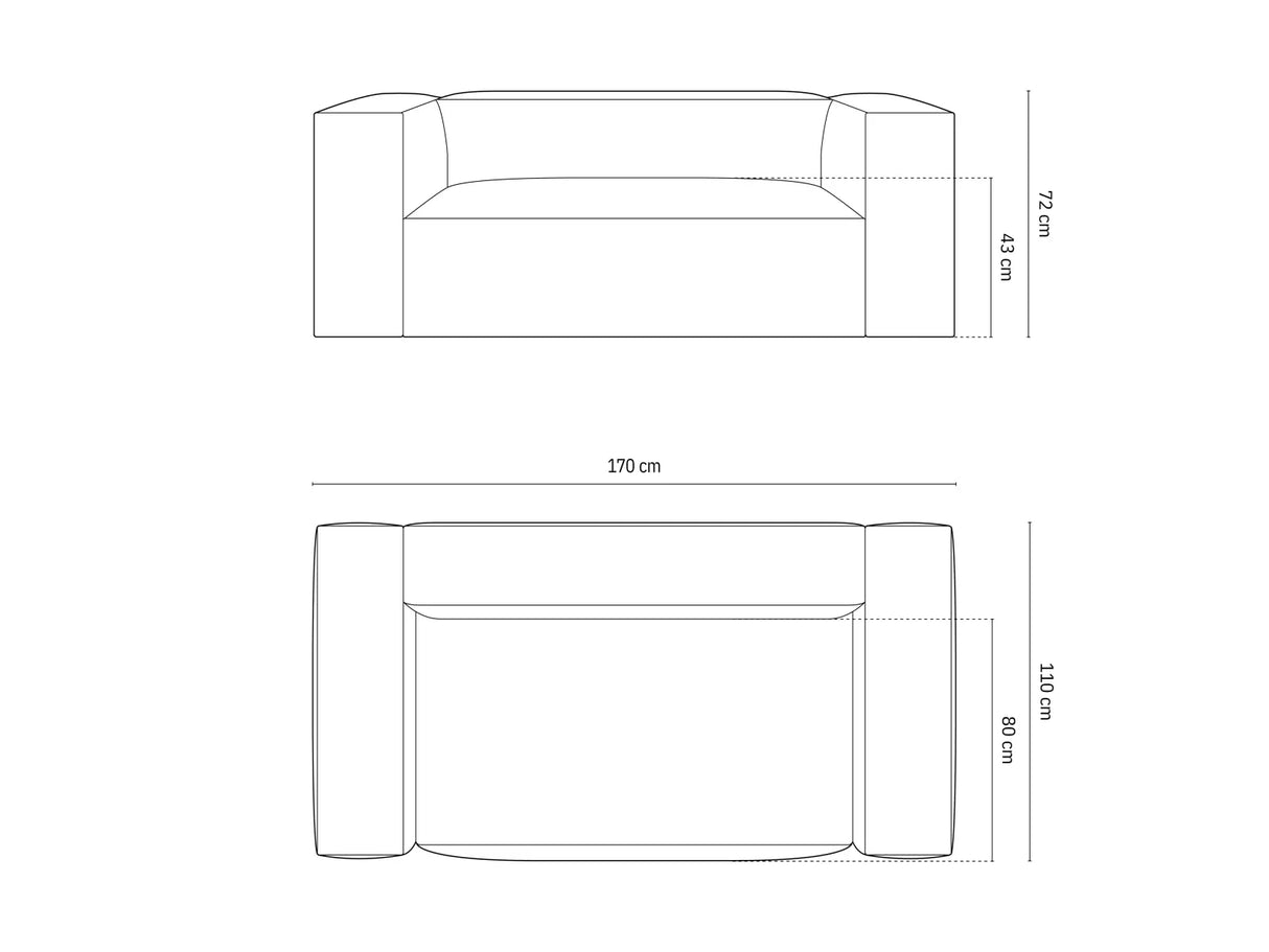 Nuria 2-Sitzer Sofa mit Bezug aus Samt (ParTej) in Honey, 170x110 cm – Bild 2