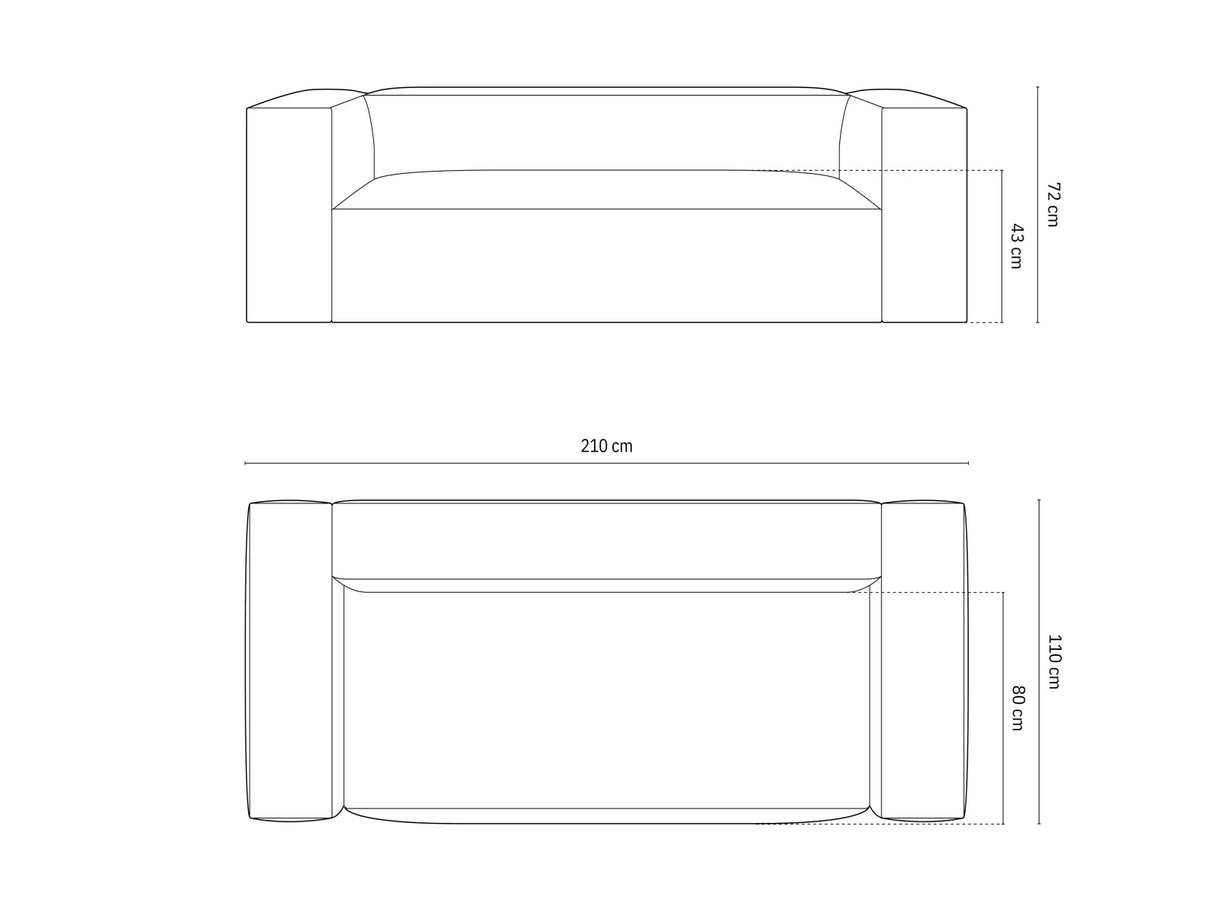 Nuria 3-Sitzer Sofa mit Bezug aus Samt (PariSte) in Grau, 210x110 cm – Bild 3