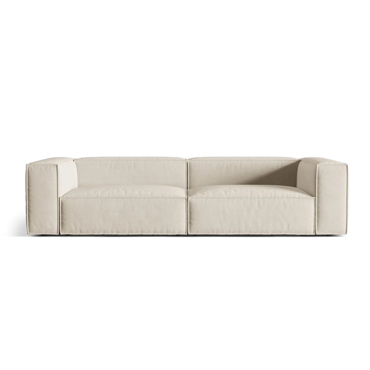 Nuria 5-Sitzer Sofa mit Bezug aus Samt (PariCre) in Beige, 110x290 cm – Bild 1