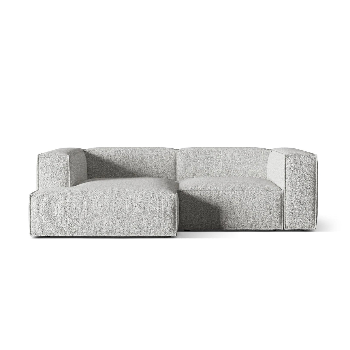 Nuria Ecksofa Links, mit Bezug aus Boucle (MonSil) in Silber, 147x252 cm – Bild 1