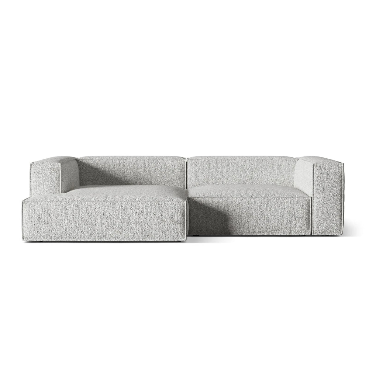 Nuria Ecksofa Links, mit Bezug aus Boucle (MonSil) in Silber, 147x292 cm – Bild 1