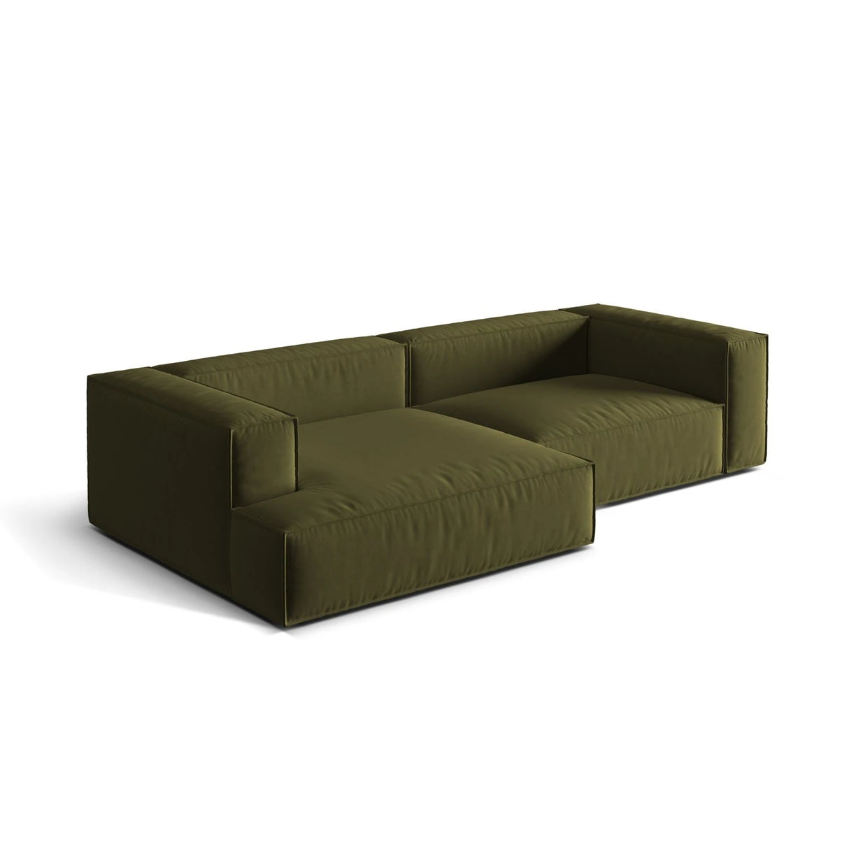 Nuria Ecksofa Links, mit Bezug aus Samt (ParFor) in Moss Green Melange, 147x292 cm – Bild 4