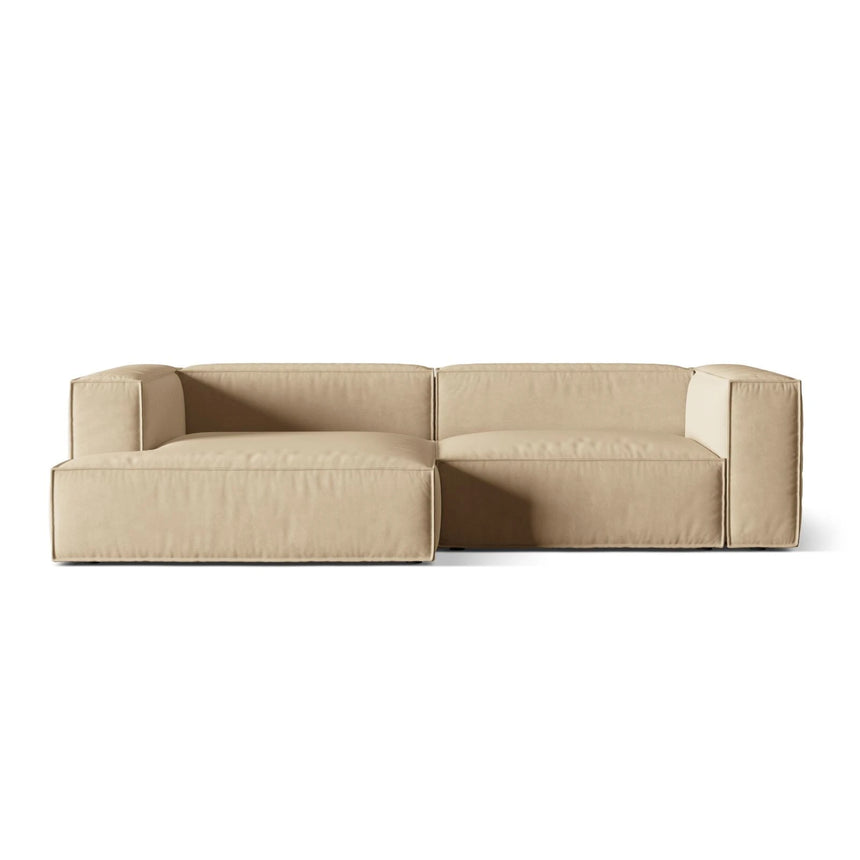 Nuria Ecksofa Links, mit Bezug aus Samt (PariBei) in Nude, 147x292 cm – Bild 1