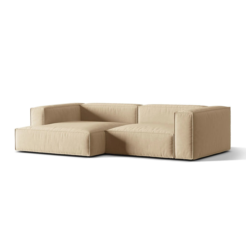 Nuria Ecksofa Links, mit Bezug aus Samt (PariBei) in Nude, 147x292 cm – Bild 3