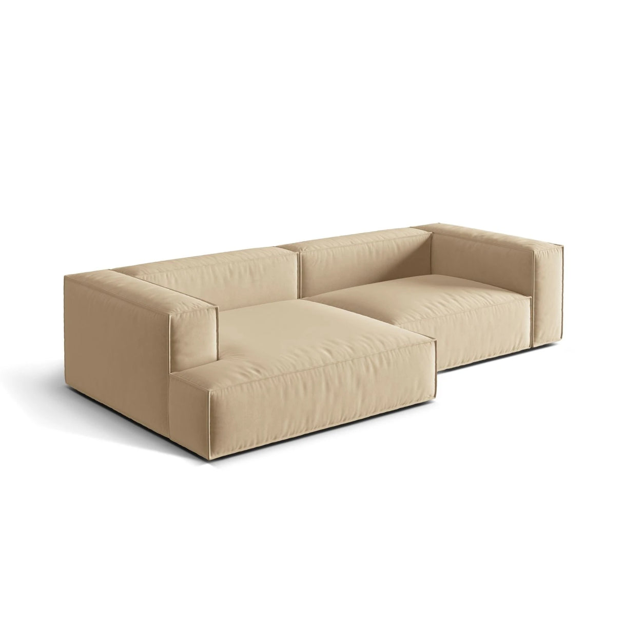 Nuria Ecksofa Links, mit Bezug aus Samt (PariBei) in Nude, 147x292 cm – Bild 4