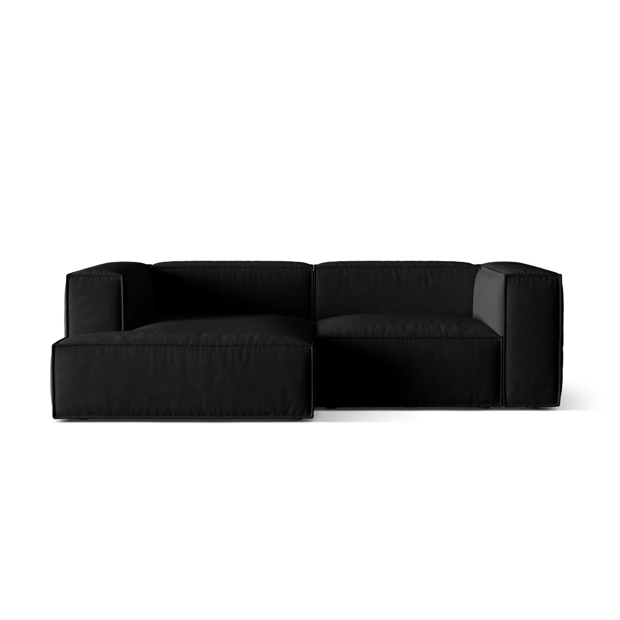 Nuria Ecksofa Links, mit Bezug aus Samt (PariBla) in Schwarz, 147x252 cm – Bild 1