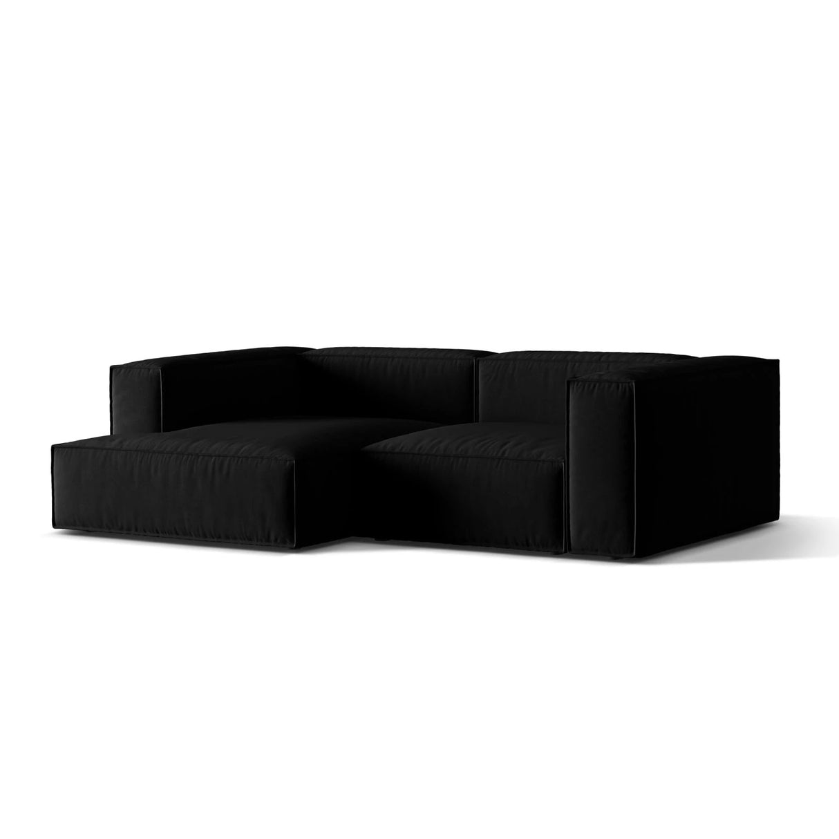 Nuria Ecksofa Links, mit Bezug aus Samt (PariBla) in Schwarz, 147x252 cm – Bild 3