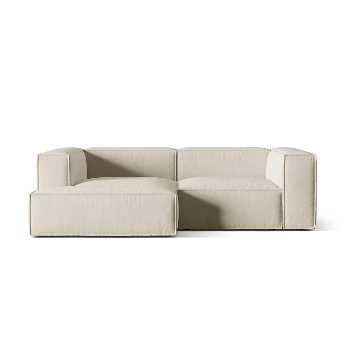 Nuria Ecksofa Links, mit Bezug aus Samt (PariCre) in Beige, 147x252 cm – Bild 1