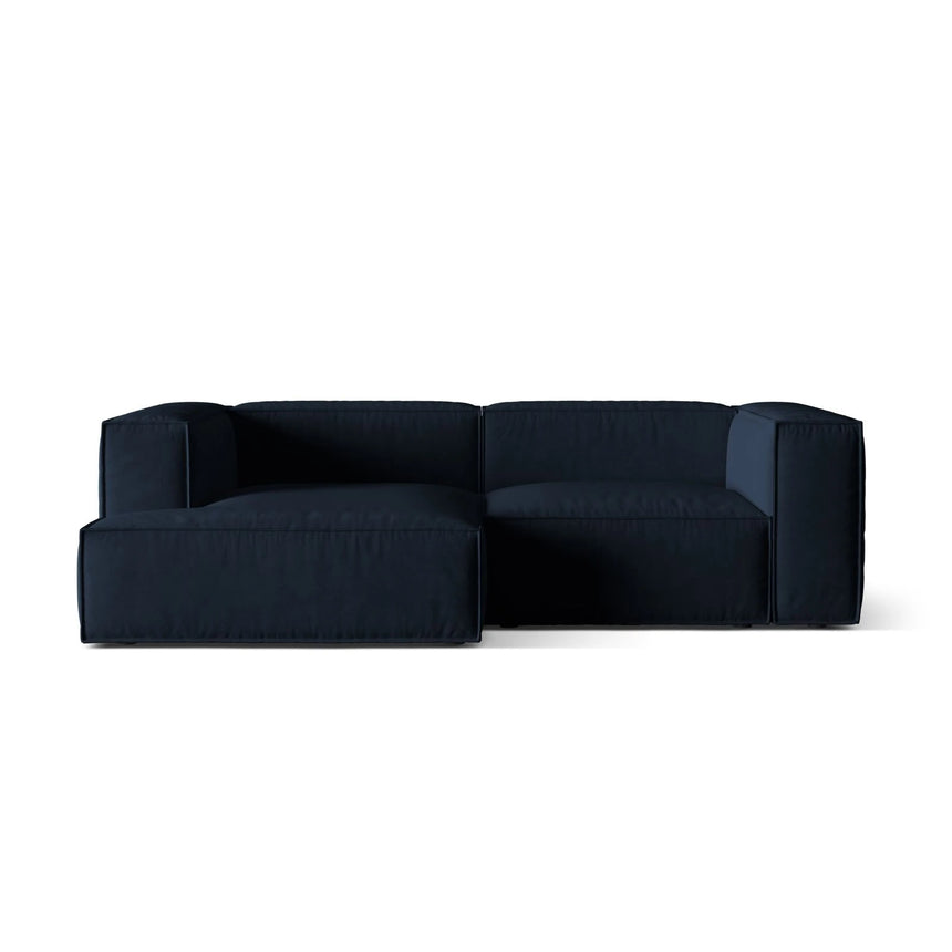 Nuria Ecksofa Links, mit Bezug aus Samt (PariDB) in Dunkelblau, 147x252 cm – Bild 1