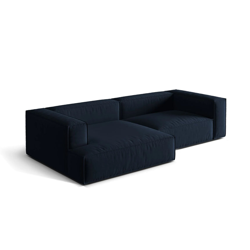 Nuria Ecksofa Links, mit Bezug aus Samt (PariDB) in Dunkelblau, 147x292 cm – Bild 4