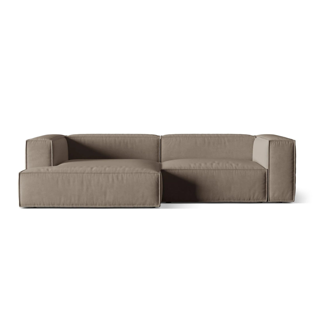 Nuria Ecksofa Links, mit Bezug aus Samt (PariKha) in Concrete, 147x292 cm – Bild 1