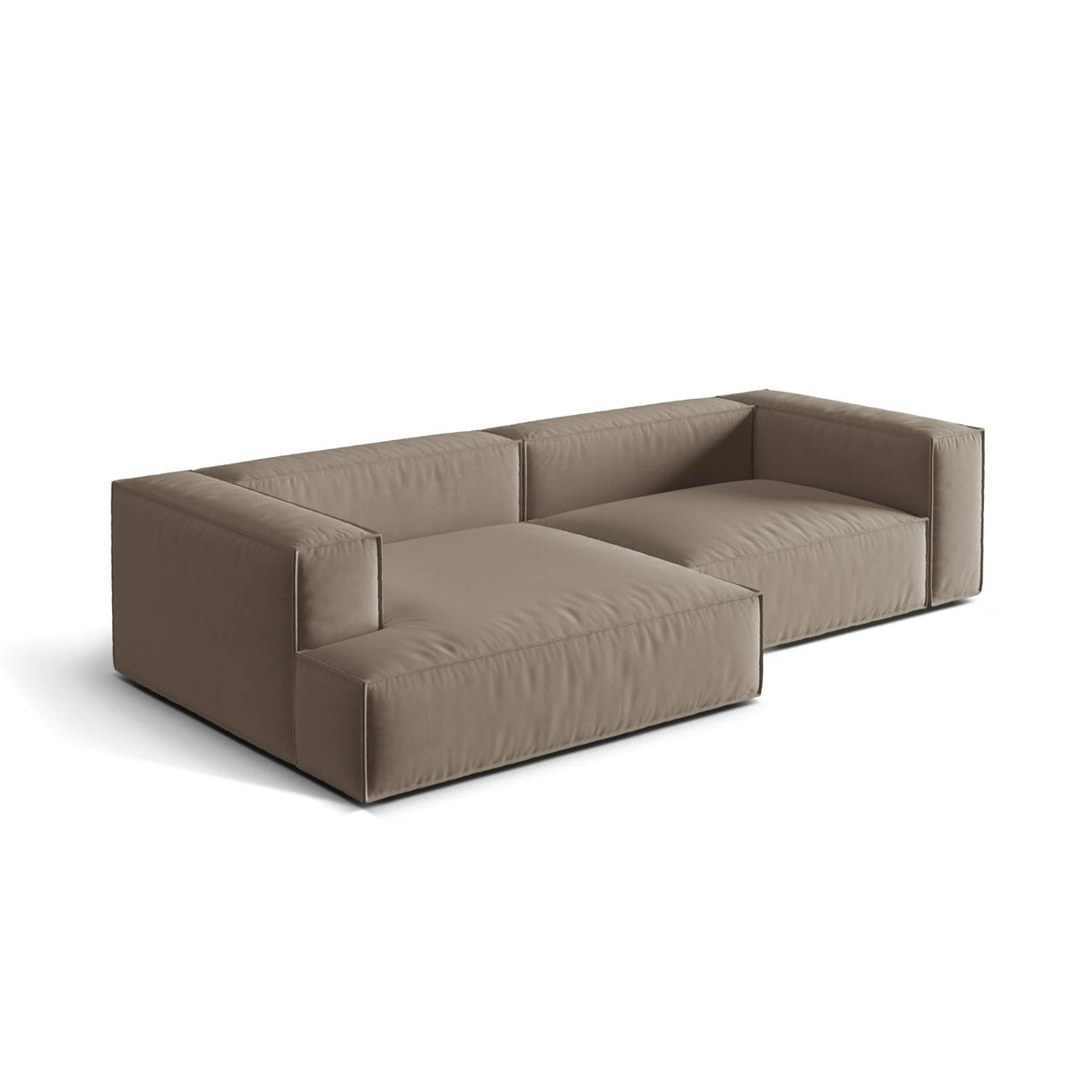 Nuria Ecksofa Links, mit Bezug aus Samt (PariKha) in Concrete, 147x292 cm – Bild 4
