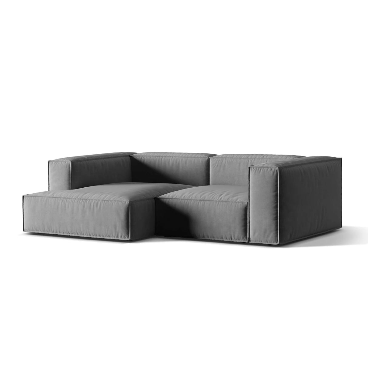 Nuria Ecksofa Links, mit Bezug aus Samt (PariSte) in Grau, 147x252 cm – Bild 3
