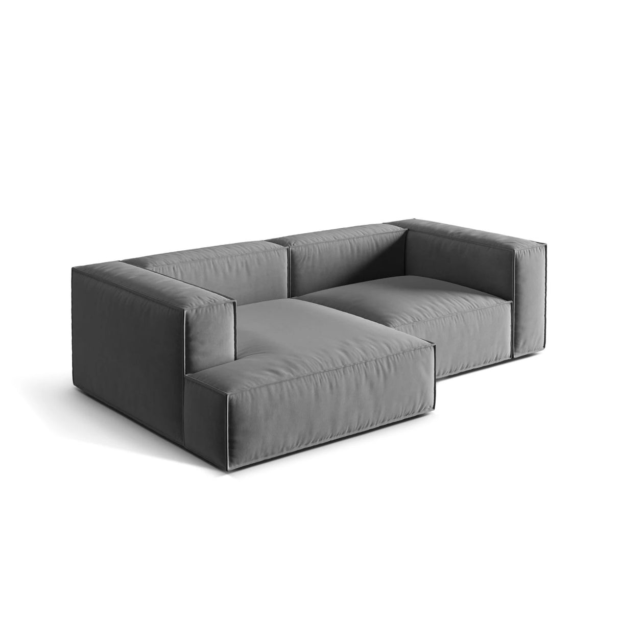 Nuria Ecksofa Links, mit Bezug aus Samt (PariSte) in Grau, 147x252 cm – Bild 4