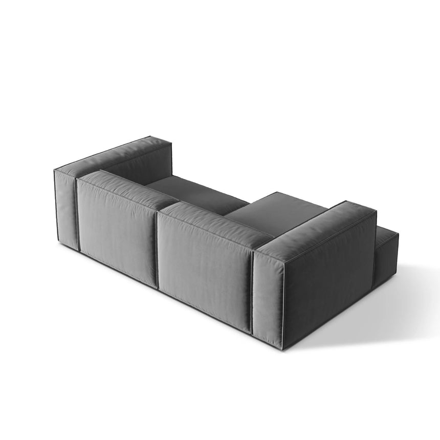Nuria Ecksofa Links, mit Bezug aus Samt (PariSte) in Grau, 147x252 cm – Bild 5