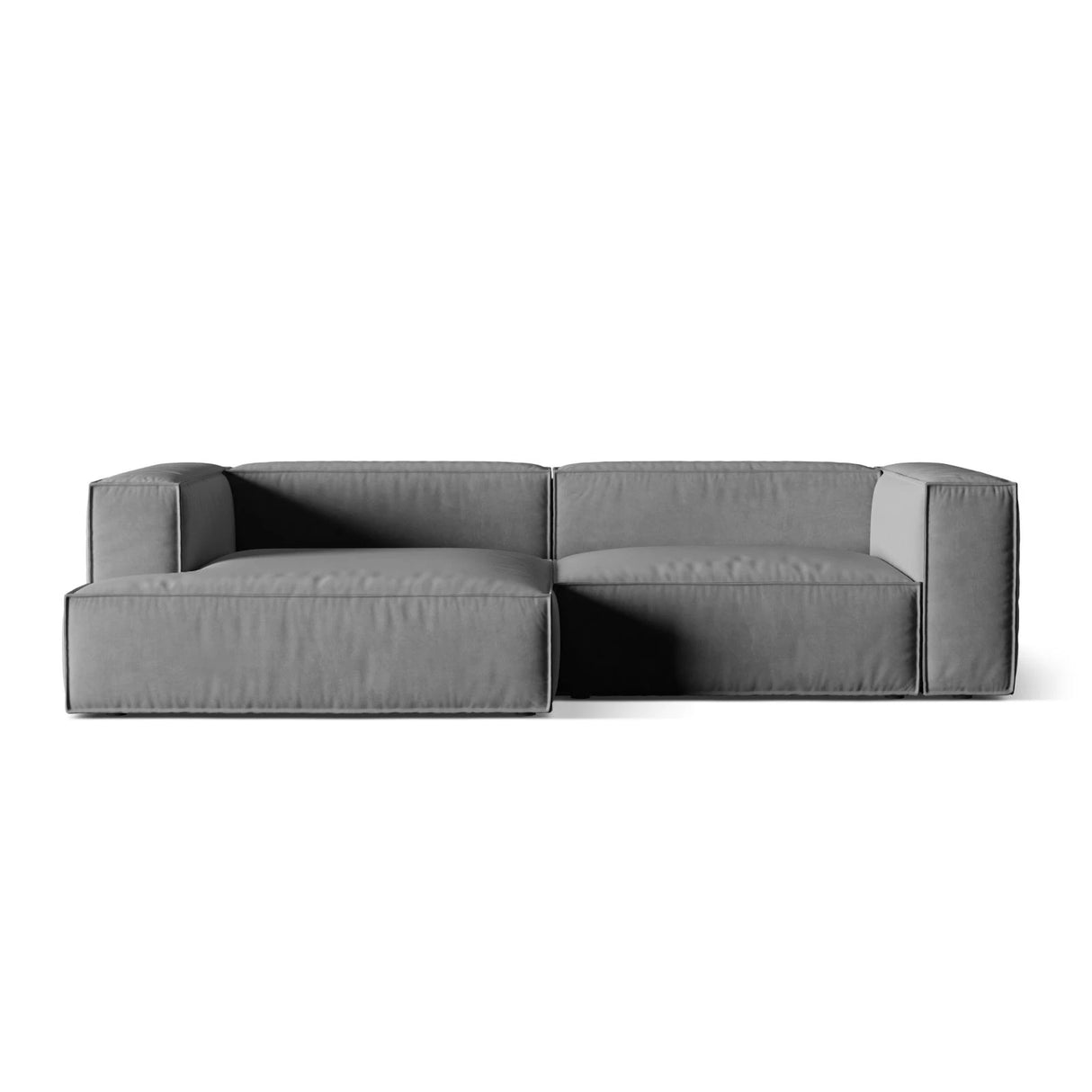 Nuria Ecksofa Links, mit Bezug aus Samt (PariSte) in Grau, 147x292 cm – Bild 1