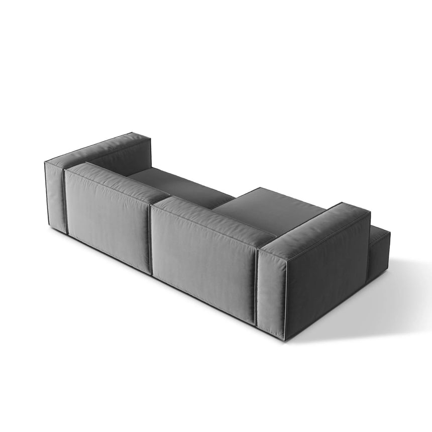 Nuria Ecksofa Links, mit Bezug aus Samt (PariSte) in Grau, 147x292 cm – Bild 5