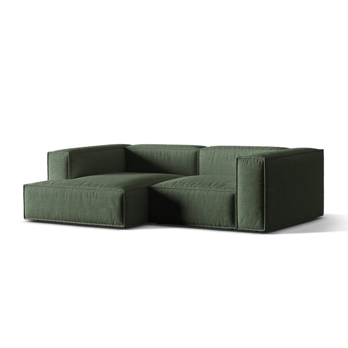 Nuria Ecksofa Links, mit Bezug aus Strukturierter Stoff (Lib12) in Moss Green, 147x252 cm – Bild 3