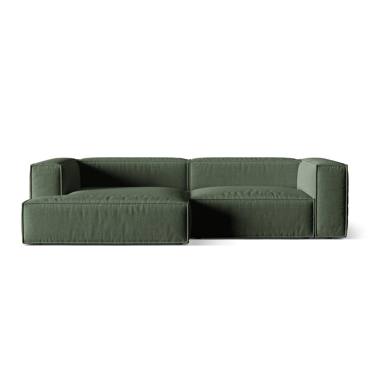 Nuria Ecksofa Links, mit Bezug aus Strukturierter Stoff (Lib12) in Moss Green, 147x292 cm – Bild 1
